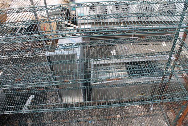 Green Open Utility Shelf With Metro Style Shelving. BUYER MUST DISMANTLE. PCI CANNOT DISMANTLE FOR SHIPPING. PLEASE CONSIDER FREIGHT CHARGES. - Image 3 of 6