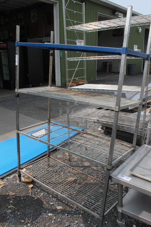 Open Utility Shelf With 4 Tiers On Galvanized Legs. BUYER MUST DISMANTLE. PCI CANNOT DISMANTLE FOR SHIPPING. PLEASE CONSIDER FREIGHT CHARGES.  - Image 1 of 6