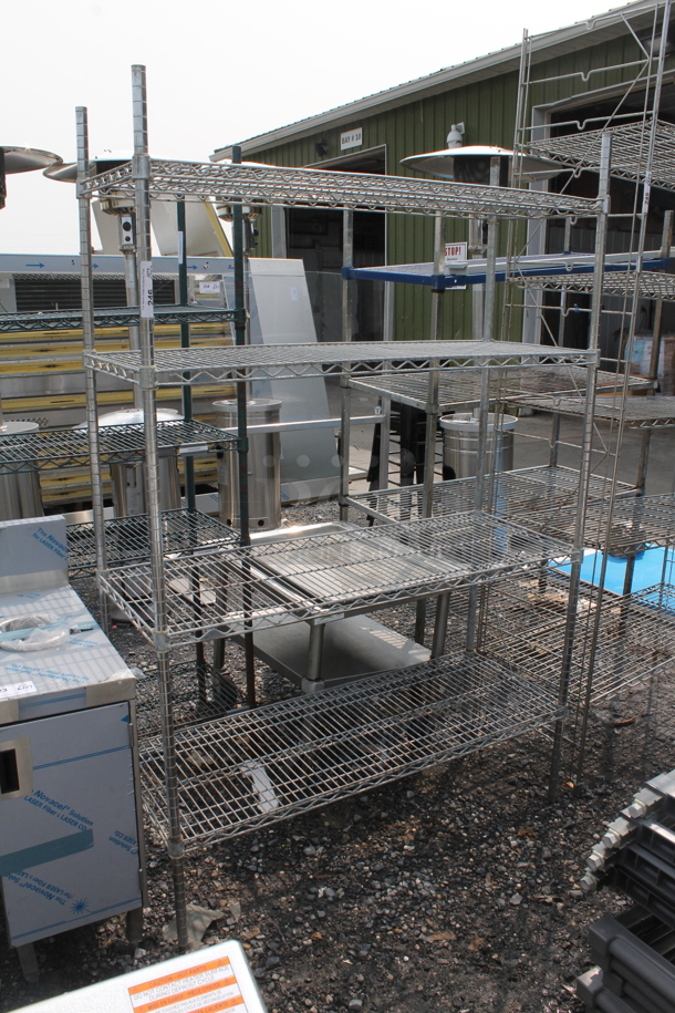 Open Utility Shelf With 4 Metro Style Shelves On Galvanized Legs. BUYER MUST DISMANTLE. PCI CANNOT DISMANTLE FOR SHIPPING. PLEASE CONSIDER FREIGHT CHARGES.  - Image 1 of 6