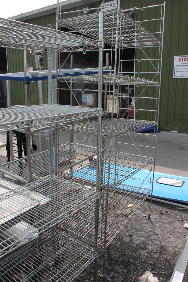 Open Utility Shelf With 4 Metro Style Shelves On Galvanized Legs. BUYER MUST DISMANTLE. PCI CANNOT DISMANTLE FOR SHIPPING. PLEASE CONSIDER FREIGHT CHARGES.  - Image 3 of 6