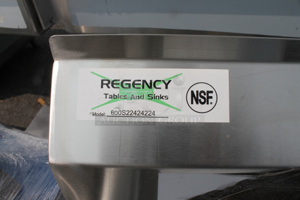 BRAND NEW SCRATCH AND DENT! Regency 600S22424224 Commercial Stainless Steel 2 Bay Sink With Left And Right Side Drainboards On Galvanized Legs. Sink 24x24x14 And Drainboard 22x26 - Image 2 of 6