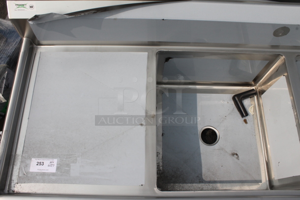 BRAND NEW SCRATCH AND DENT! Regency 600S22424224 Commercial Stainless Steel 2 Bay Sink With Left And Right Side Drainboards On Galvanized Legs. Sink 24x24x14 And Drainboard 22x26 - Image 3 of 6