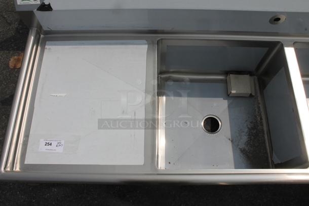 BRAND NEW SCRATCH AND DENT! Regency 600S22424224 Commercial Stainless Steel 2 Bay Sink With Left And Right Side Drainboards On Galvanized Legs. Sink 24x24x14 And Drainboard 22x26 - Image 3 of 6