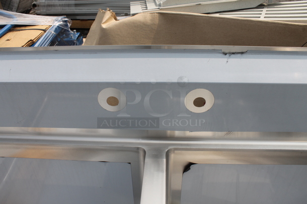 BRAND NEW SCRATCH AND DENT! Regency 600S32424224 Commercial Stainless Steel 3 Bay Sink With Left And Right Side Drainboards On Galvanized Legs. Sink 24x24x14 And Drainboard 22x26 - Image 6 of 8