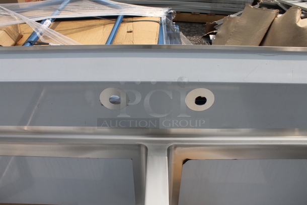 BRAND NEW SCRATCH AND DENT! Regency 600S32424224 Commercial Stainless Steel 3 Bay Sink With Left And Right Side Drainboards On Galvanized Legs. Sink 24x24x14 And Drainboard 22x26 - Image 7 of 8