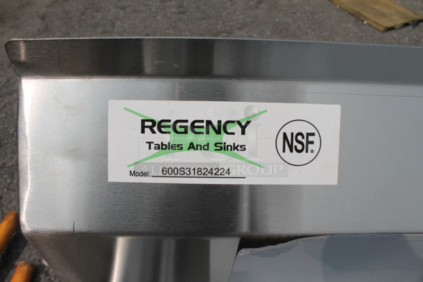 BRAND NEW SCRATCH AND DENT! Regency 600S31824224 Commercial Stainless Steel 3 Bay Sink With Left And Right Side Drainboards On Galvanized Legs. Sink 18x24x14 And Drainboard 22x26 - Image 2 of 8