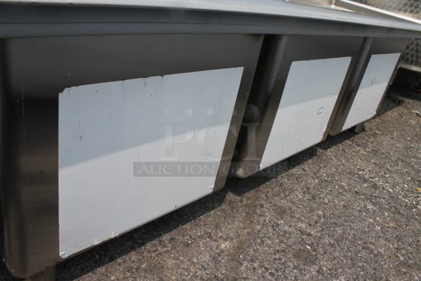BRAND NEW SCRATCH AND DENT! Regency 600S31824224 Commercial Stainless Steel 3 Bay Sink With Left And Right Side Drainboards On Galvanized Legs. Sink 18x24x14 And Drainboard 22x26 - Image 8 of 8