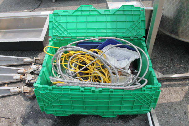 ALL ONE MONEY! Lot of Green Crate With Extension Chords AND MORE!  - Image 1 of 3