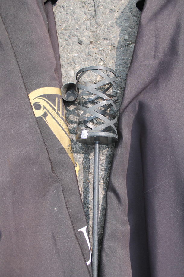 ALL ONE MONEY! Lot of 2 Black Outdoor Table Umbrellas And Outdoor Torch - Image 3 of 3