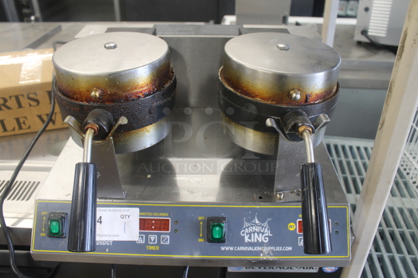 Carnival King 382WBM26DGT Commercial Stainless Steel Countertop Double Belgian Waffle Maker. 120V. Tested and Working! - Image 1 of 7
