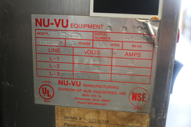 Nu Vu OP-2RFM Commercial Stainless Steel 2-Door Baking Center With Oven And Proofer And Pan Racks. 120/240 Volts, 1 Phase. - Image 7 of 7