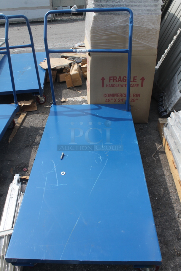 3 BRAND NEW SCRATCH AND DENT! Vestil FLAT-C Blue Steel Flat Bed Carts w/ 2,000 lb. Capacity on Commercial Casters. 3 Times Your Bid! - Image 2 of 7