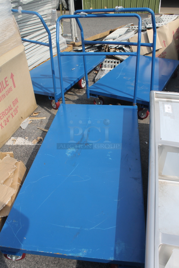 3 BRAND NEW SCRATCH AND DENT! Vestil FLAT-C Blue Steel Flat Bed Carts w/ 2,000 lb. Capacity on Commercial Casters. 3 Times Your Bid! - Image 7 of 7
