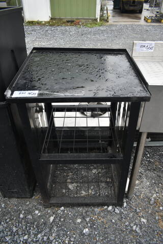 Black Metal Counter w/ 2 Wire Under Shelves.