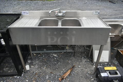 Krowne 18-42C Stainless Steel Commercial 2 Bay Sink w/ Dual Drain Boards, Faucet and Handles. Bays 10.5x14. Drain Board 13x16