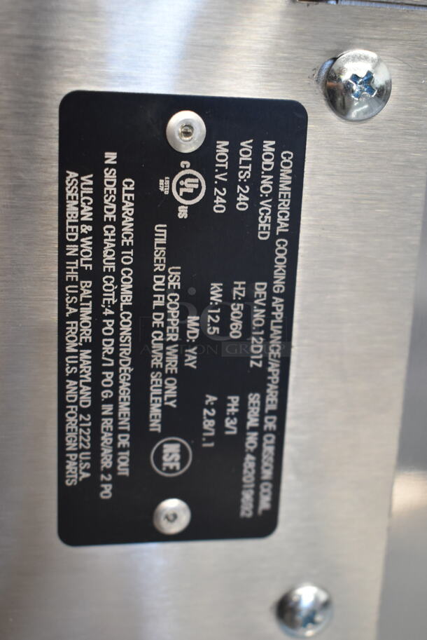 2 BRAND NEW SCRATCH AND DENT! Vulcan VC5ED ENERGY STAR Stainless Steel Commercial Electric Powered Full Size Convection Oven w/ View Through Doors, Metal Oven Racks and Thermostatic Controls on Commercial Casters. 240 Volts, 3/1 Phase. 2 Times Your Bid! - Image 5 of 10