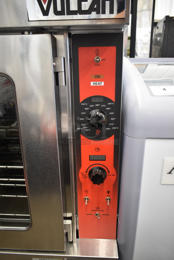 2 BRAND NEW SCRATCH AND DENT! Vulcan VC5ED ENERGY STAR Stainless Steel Commercial Electric Powered Full Size Convection Oven w/ View Through Doors, Metal Oven Racks and Thermostatic Controls on Commercial Casters. 240 Volts, 3/1 Phase. 2 Times Your Bid! - Image 8 of 10
