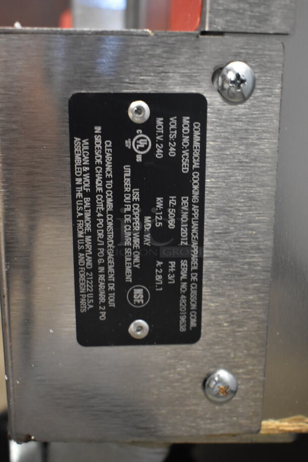 2 BRAND NEW SCRATCH AND DENT! Vulcan VC5ED ENERGY STAR Stainless Steel Commercial Electric Powered Full Size Convection Oven w/ View Through Doors, Metal Oven Racks and Thermostatic Controls on Commercial Casters. 240 Volts, 3/1 Phase. 2 Times Your Bid! - Image 9 of 10