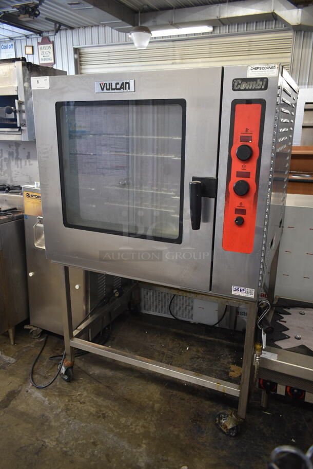 Vulcan ABC7G-NAT Stainless Steel Commercial Natural Gas Powered Combi Convection Oven on Commercial Casters. - Image 1 of 7