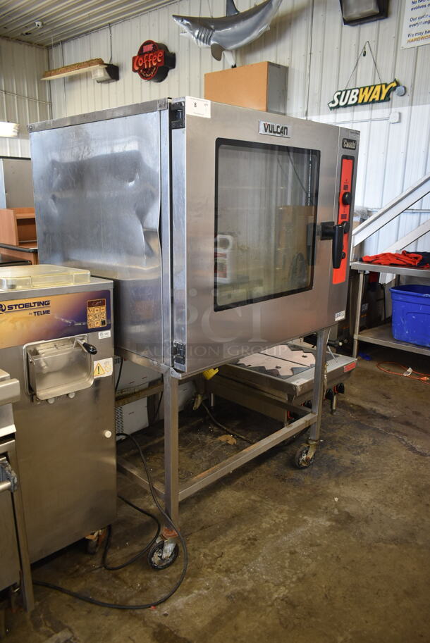 Vulcan ABC7G-NAT Stainless Steel Commercial Natural Gas Powered Combi Convection Oven on Commercial Casters. - Image 3 of 7