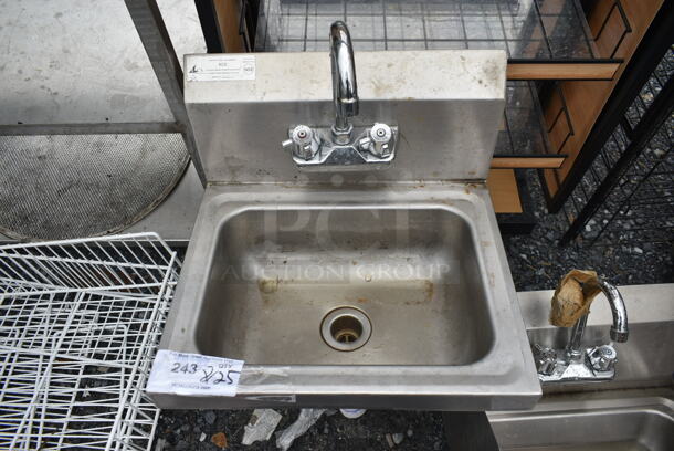 Stainless Steel Commercial Single Bay Wall Mount Sink w/ Faucet and Handles. - Image 2 of 5