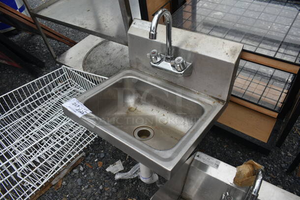Stainless Steel Commercial Single Bay Wall Mount Sink w/ Faucet and Handles. - Image 3 of 5