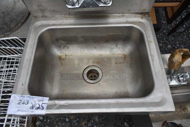 Stainless Steel Commercial Single Bay Wall Mount Sink w/ Faucet and Handles. - Image 4 of 5