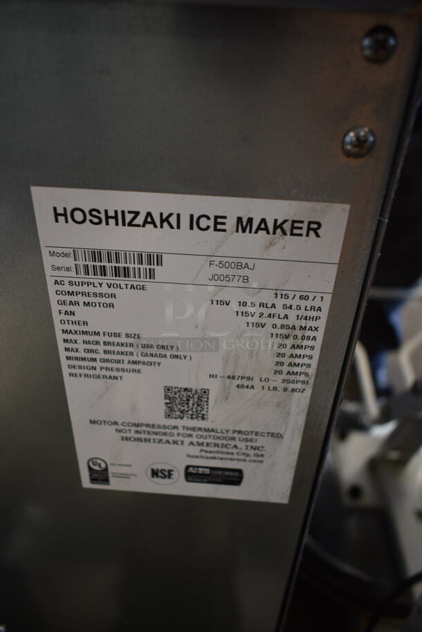 BRAND NEW SCRATCH AND DENT! 2019 Hoshizaki F-500BAJ Stainless Steel Commercial Self Contained Ice Machine. 115 Volts, 1 Phase.  - Image 9 of 9