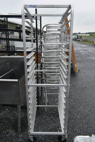 Metal Commercial Pan Transport Rack on Commercial Casters.