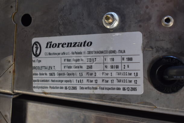 Fiorenzato Bricoletta Lev. T. Stainless Steel Commercial Countertop Single Group Espresso Machine w/ Portafilter and Steam Wand. 110 Volts, 1 Phase. - Image 10 of 10