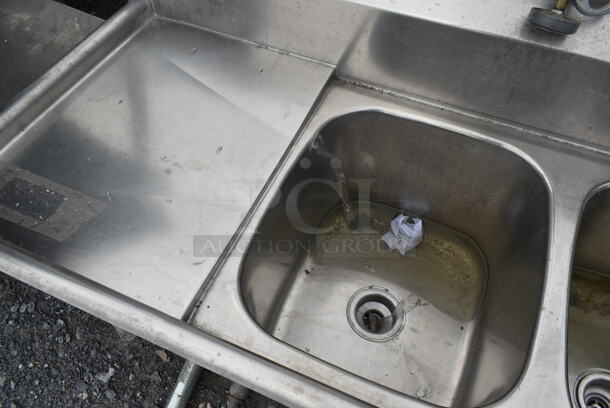 Stainless Steel Commercial 3 Bay Sink w/ Dual Drain Boards, Handles, Spray Nozzle Attachment and 2.5 Legs. Bays 16.5x19. Drain Boards 16.5x22.5 - Image 6 of 8