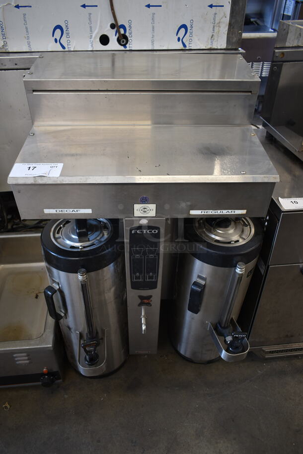 Fetco CBS-2052e Stainless Steel Commercial Countertop Double Coffee Machine w/ 2 Satellite Servers. 120/208-240 Volts, 1 Phase.  - Image 1 of 8