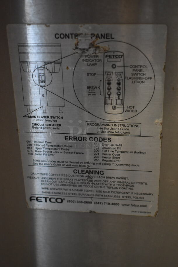 Fetco CBS-2052e Stainless Steel Commercial Countertop Double Coffee Machine w/ 2 Satellite Servers. 120/208-240 Volts, 1 Phase.  - Image 6 of 8