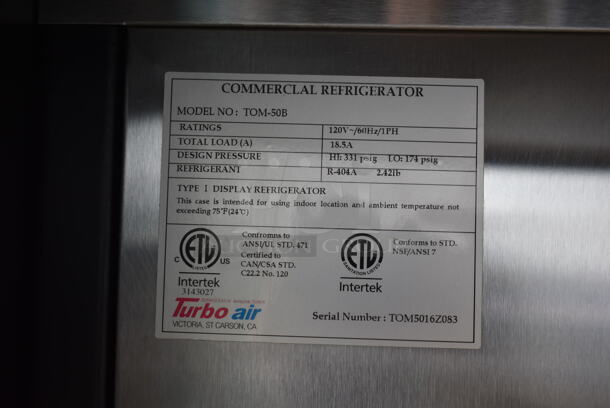 Turbo Air TOM-50B Metal Commercial Open Grab N Go Merchandiser w/ Shelves. 120 Volts, 1 Phase. Tested and Does Not Power On - Image 6 of 8