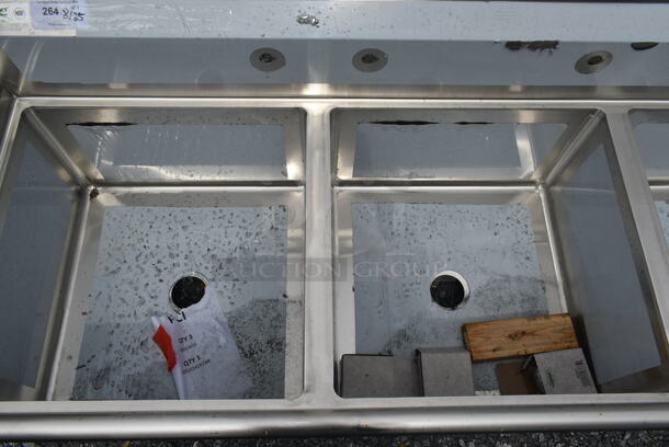 BRAND NEW SCRATCH AND DENT! Regency 600S3242418R Stainless Steel Commercial 3 Bay Sink w/ Right Side Drain Board. No Legs. Bays 24x24. Drain Board 16.5x25.5 - Image 4 of 5