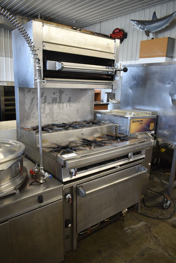 Jade Range Stainless Steel Commercial Natural Gas Powered 2 Tier 6  Burner Range w/ Salamander Cheese Melter and Oven. - Image 3 of 11