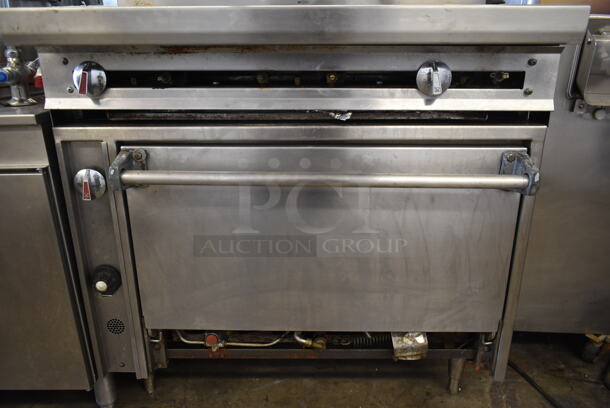 Jade Range Stainless Steel Commercial Natural Gas Powered 2 Tier 6  Burner Range w/ Salamander Cheese Melter and Oven. - Image 6 of 11