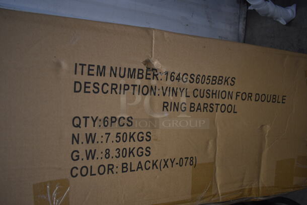 6 BRAND NEW! Lancaster Table & Seating Black Double Ring Barstool with 164GS605BBKS 3-1/2" Thick Seat. 6 Times Your Bid! - Image 4 of 6