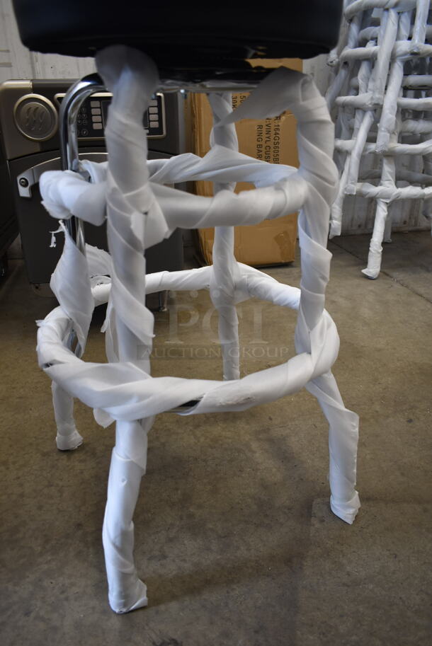 6 BRAND NEW! Lancaster Table & Seating Black Double Ring Barstool with 164GS605BBKS 3-1/2" Thick Seat. 6 Times Your Bid! - Image 6 of 6