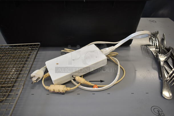 ALL ONE MONEY! Lot of Various Items Including Silverware and Metal Racks in Black Poly Bus Bin! - Image 3 of 7