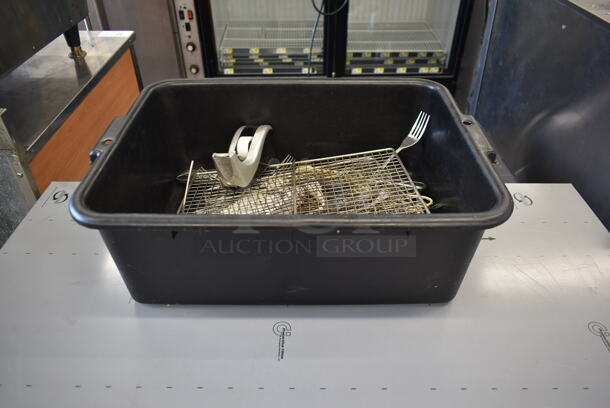 ALL ONE MONEY! Lot of Various Items Including Silverware and Metal Racks in Black Poly Bus Bin! - Image 7 of 7
