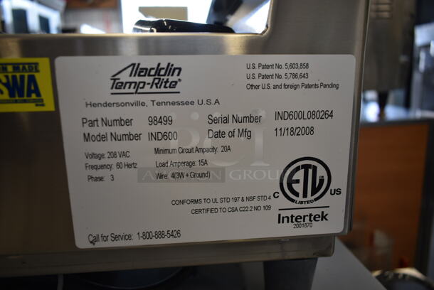 BRAND NEW IN BOX! Aladdin Temp-Rite IND600 Stainless Steel Commercial Countertop Heat on Demand Ultra Warmer. 208 Volts, 3 Phase. Goes GREAT w/ Lot 27! - Image 7 of 7