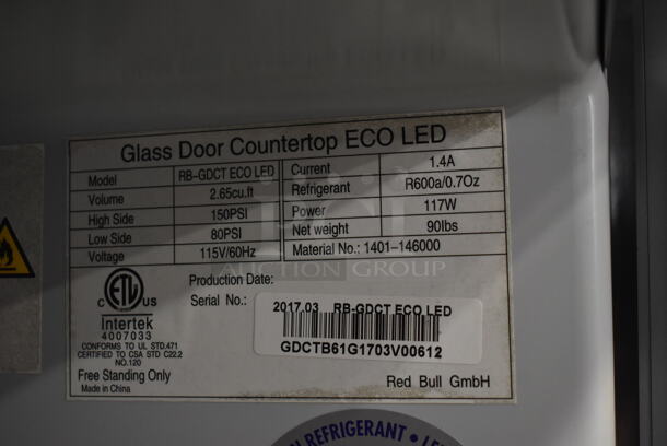Red Bull RB-GDCT ECO LED Metal Commercial Mini Cooler Merchandiser on Stand. 115 Volts, 1 Phase. Tested and Working! - Image 7 of 8