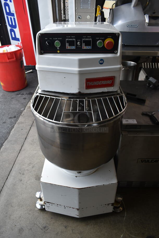 Thunderbird ASP-40 Metal Commercial Floor Style 60 Quart Spiral Dough Mixer w/ Stainless Steel Mixing Bowl, Bowl Guard and Dough Hook. 220 Volts, 3 Phase. - Image 1 of 7