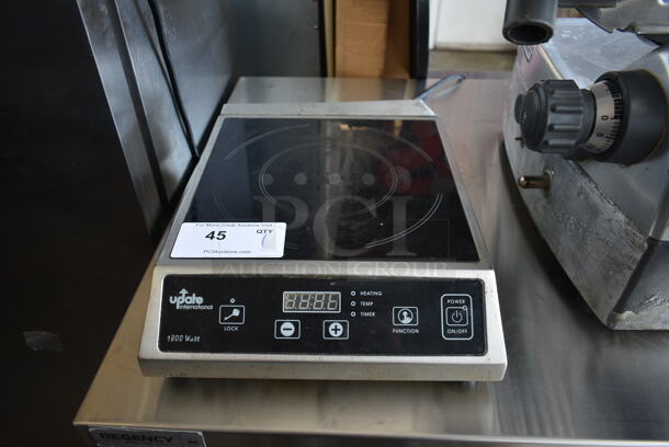 2016 Update IC-1800WN Stainless Steel Commercial Countertop Electric Powered Single Burner Induction Range. 120 Volts, 1 Phase.  - Image 1 of 5