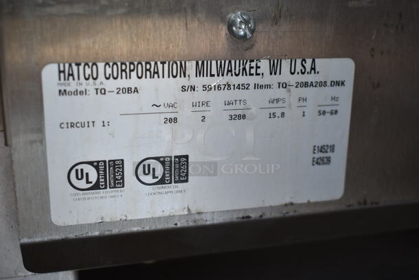 Hatco TQ-20BA Stainless Steel Commercial Countertop Electric Powered Toast-Qwik Bagel Bun Toaster Conveyor Oven. 208 Volts, 1 Phase.  - Image 7 of 7
