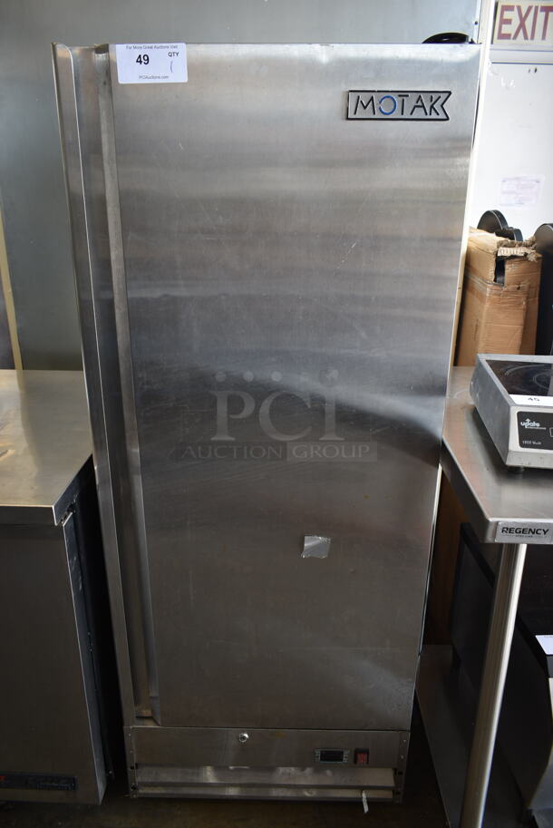 Motak MSD-1DR-BAL-12-X Stainless Steel Commercial Single Door Reach In Cooler w/ Poly Coated Racks. 115 Volts, 1 Phase. Tested and Powers On But Does Not Get Cold - Image 1 of 6