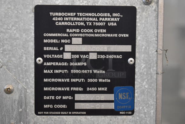 Turbochef NGC Stainless Steel Commercial Countertop Electric Powered Rapid Cook Oven. 208/240 Volts, 1 Phase.  - Image 6 of 6