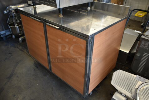 Duke RUF-48M Stainless Steel Commercial 2 Door Work Top Cooler on Commercial Casters. 120 Volts, 1 Phase. Tested and Powers On But Does Not Get Cold