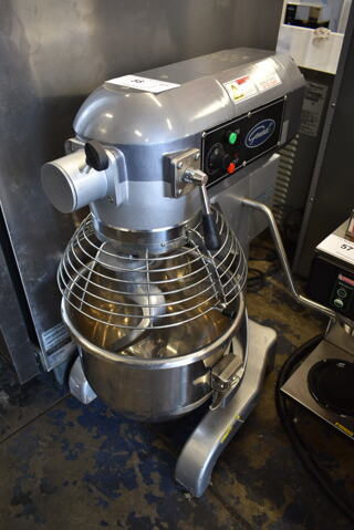 General GEM120 Metal Commercial Countertop 20 Quart Planetary Dough Mixer w/ Stainless Steel Mixing Bowl, Bowl Guard and Dough Hook Attachment. 110 Volts, 1 Phase. Tested and Does Not Power On